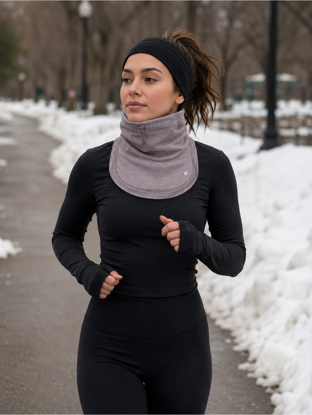Lululemon Cross Chill Run Neckwarmer Heathered Mauve Purple OS NWT
